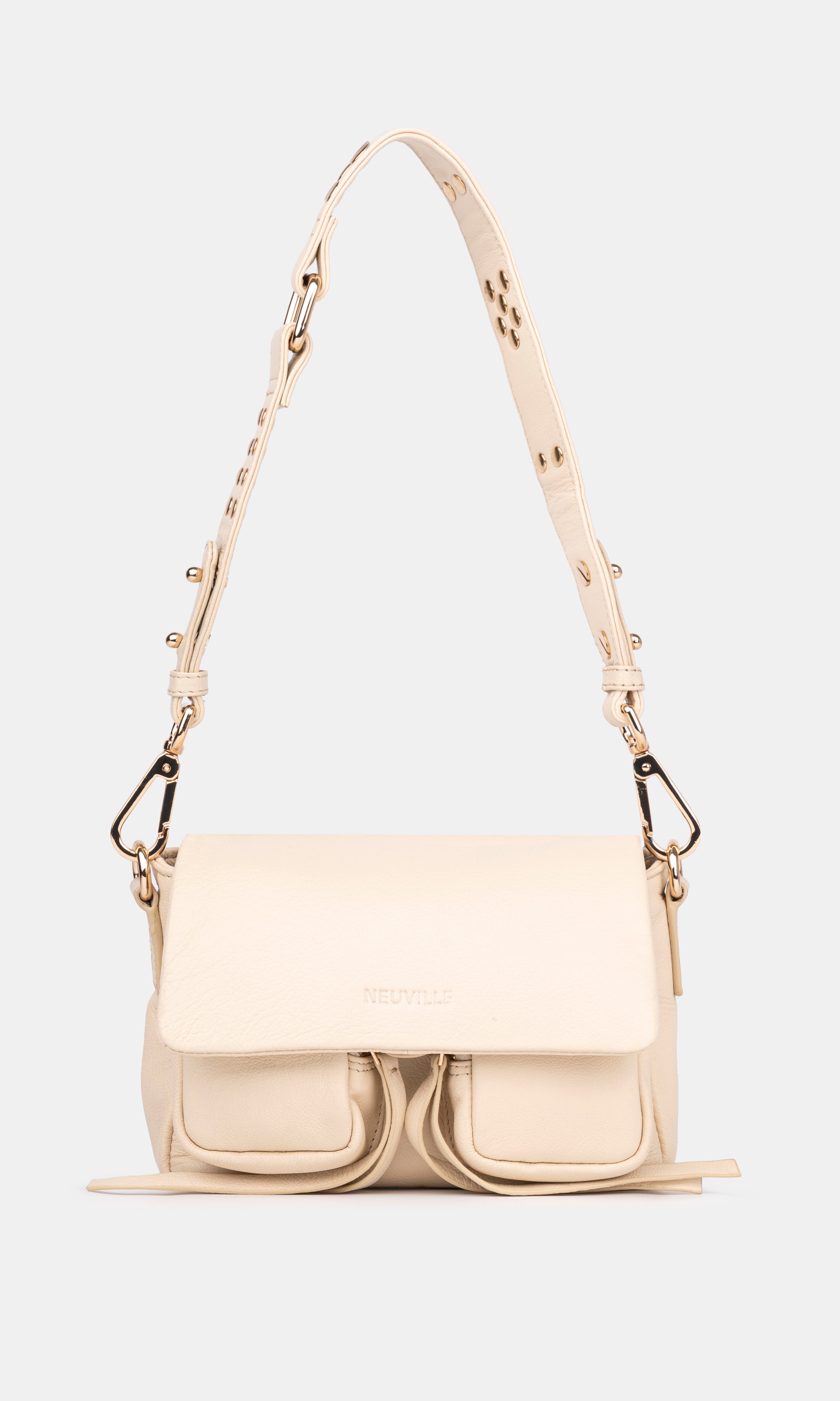 Max Mini Ivory (gold). front  side photo with strap