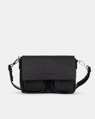 Maxke Black Leather shoulder - and crossbody bag with golden hardware of the brand Neuville. Front photo