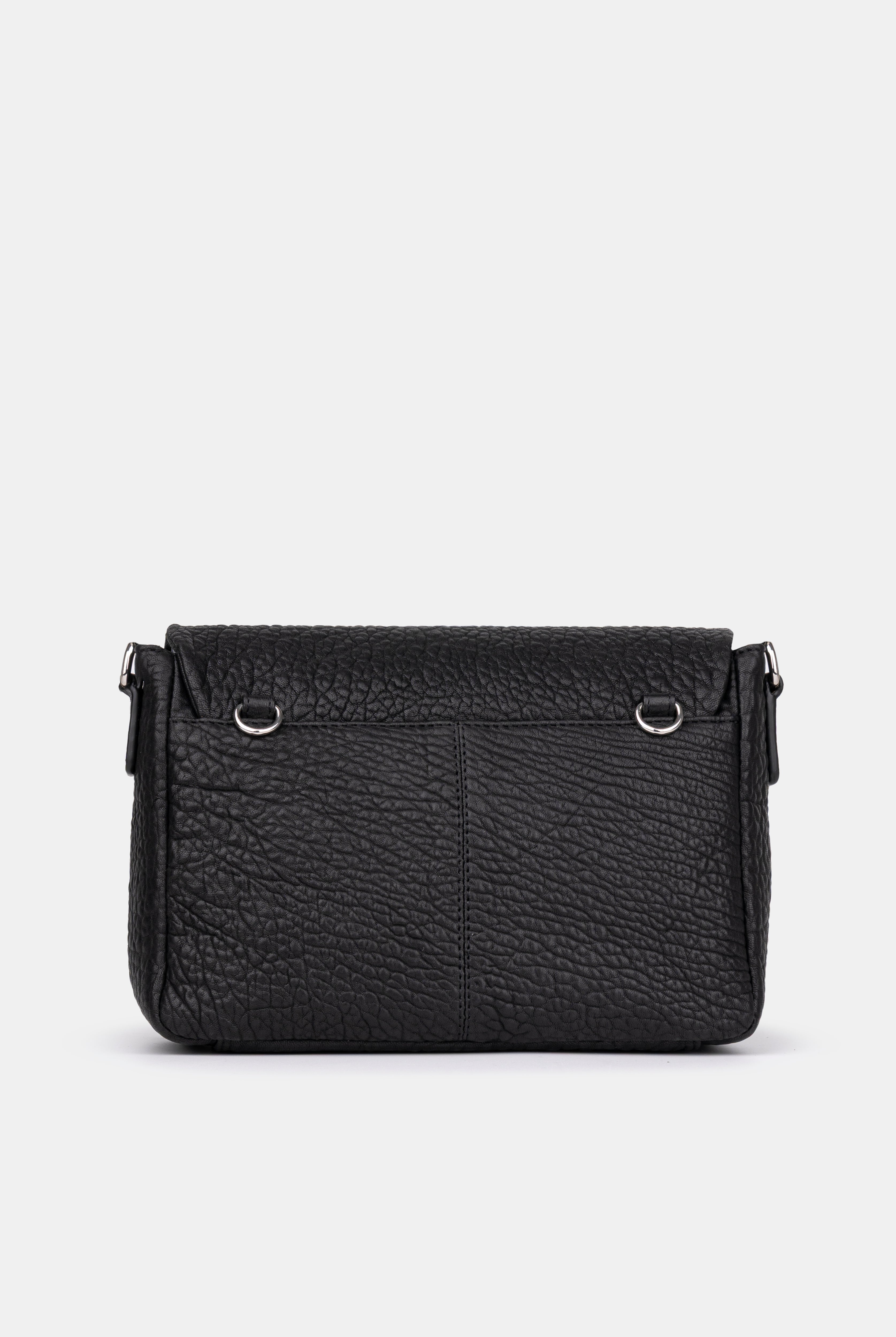 Maxke Black Leather shoulder - and crossbody bag with golden hardware of the brand Neuville. Back photo