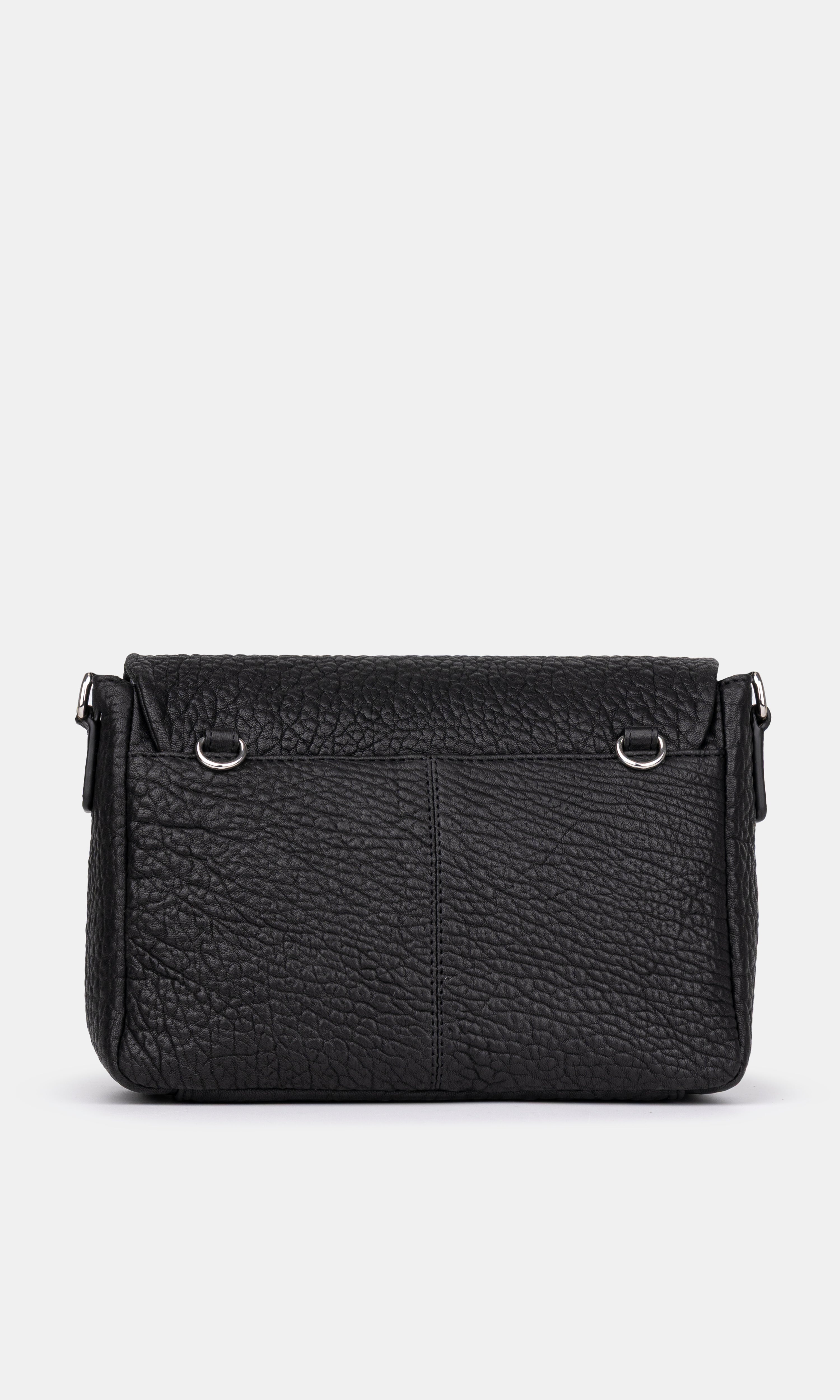 Maxke Black Leather shoulder - and crossbody bag with golden hardware of the brand Neuville. Back photo