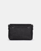 Maxke Black Leather shoulder - and crossbody bag with golden hardware of the brand Neuville. Back photo