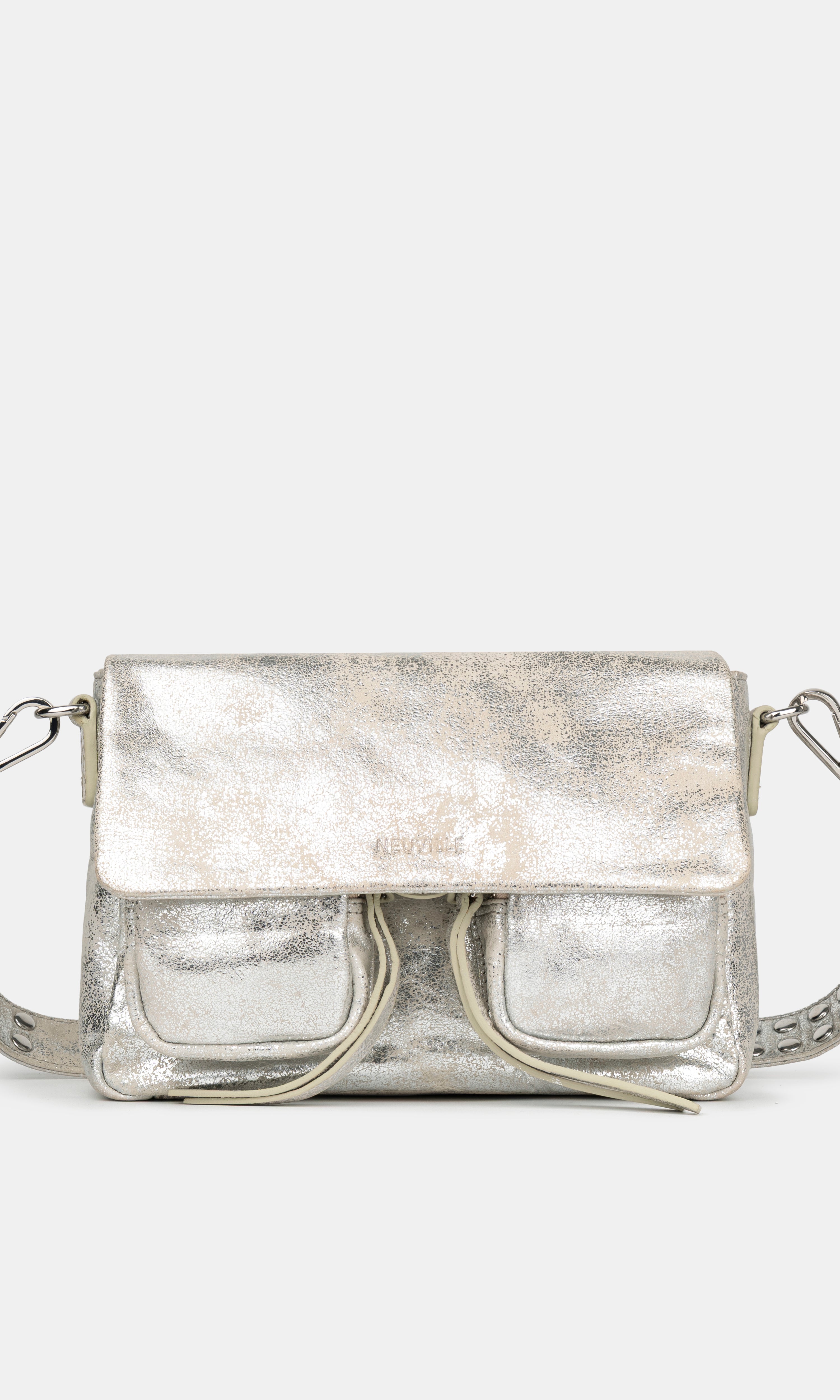 Maxke Sand Gold Leather shoulder - and crossbody bag of the brand Neuville.Front photo