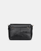 Maxke Black Leather shoulder - and crossbody bag with golden hardware of the brand Neuville. Back photo