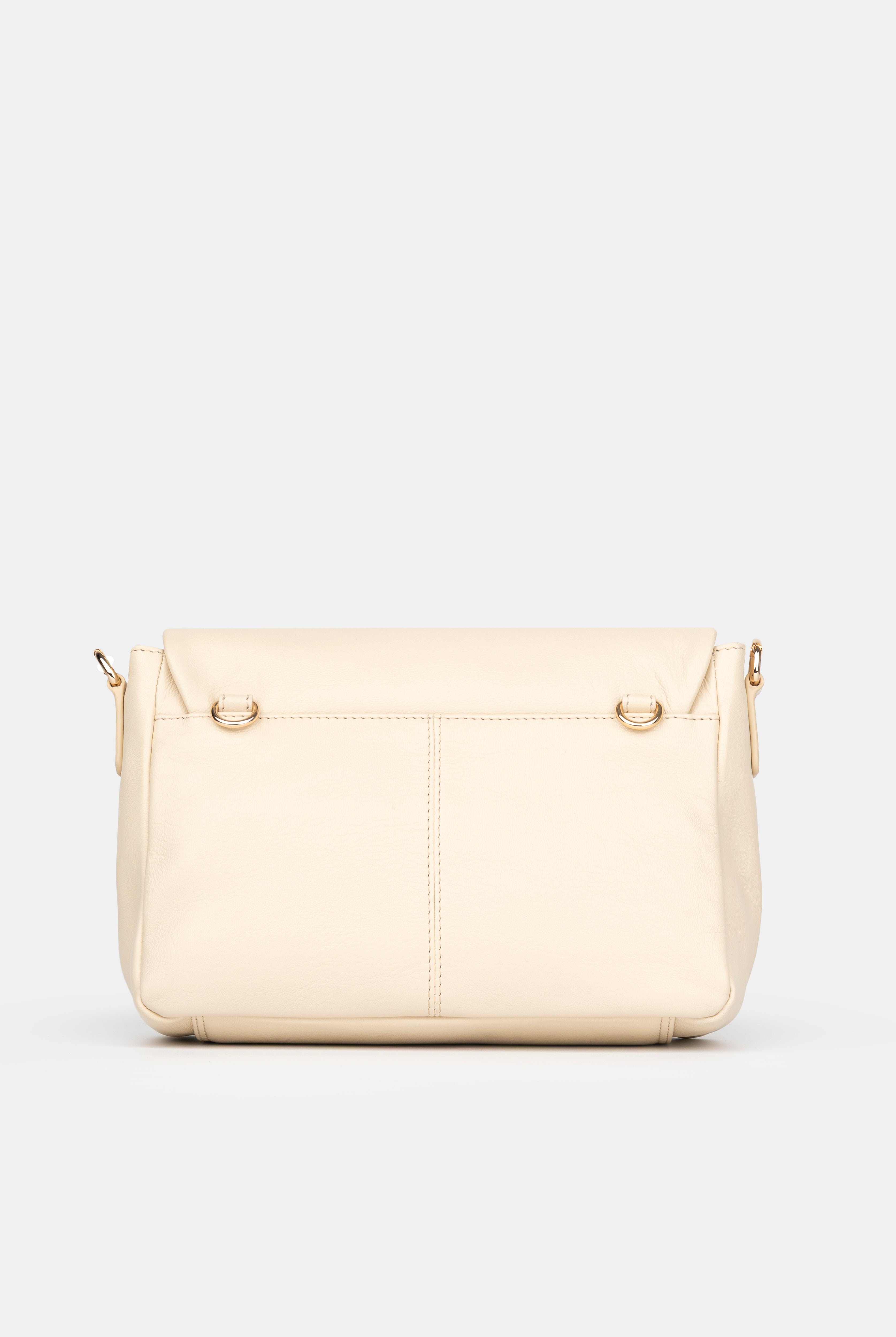 Maxke Ivory Leather shoulder - and crossbody bag with golden hardware of the brand Neuville. Back photo