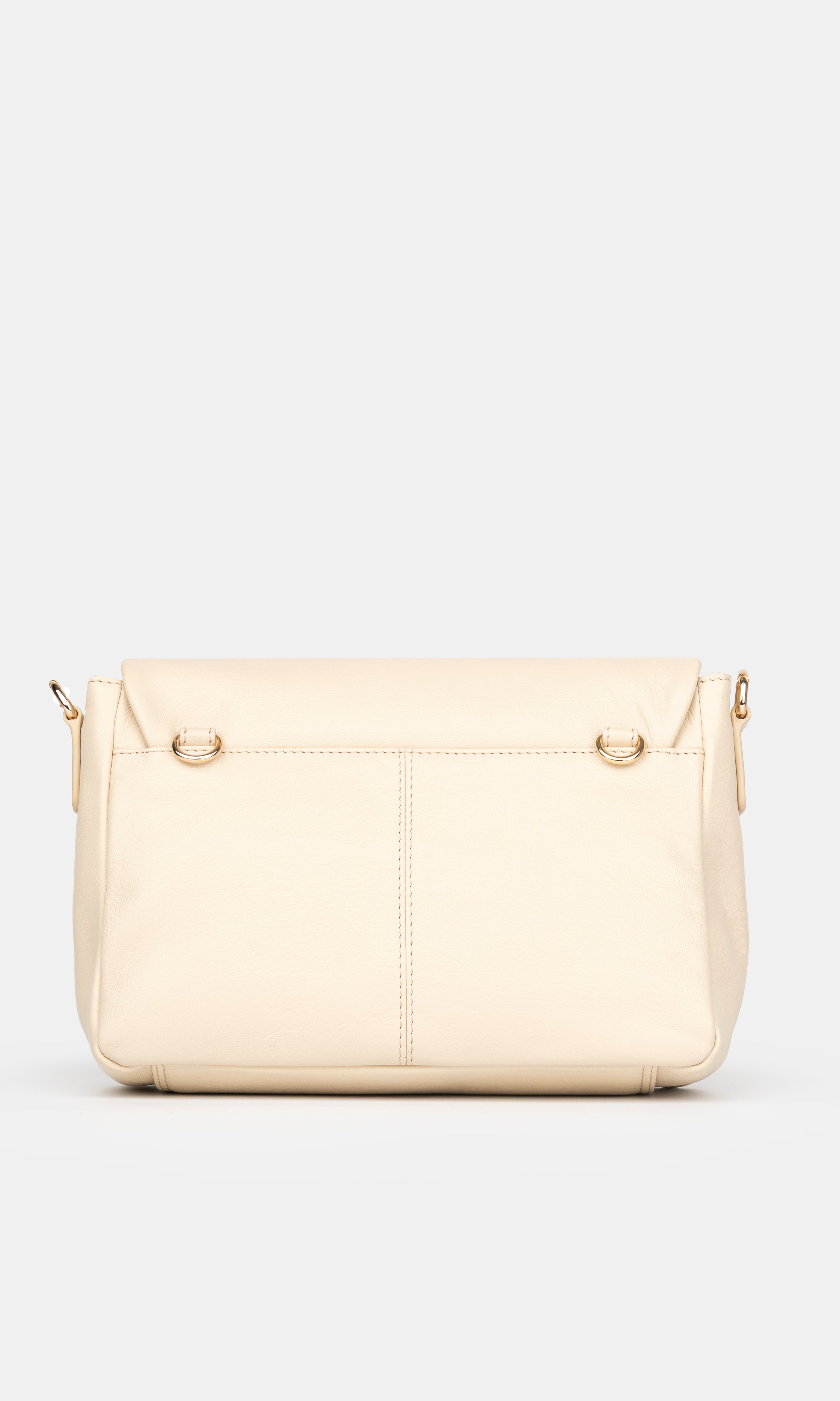 Maxke Ivory Leather shoulder - and crossbody bag with golden hardware of the brand Neuville. Back photo