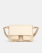 Maxke Ivory Leather shoulder - and crossbody bag with golden hardware of the brand Neuville. Front photo