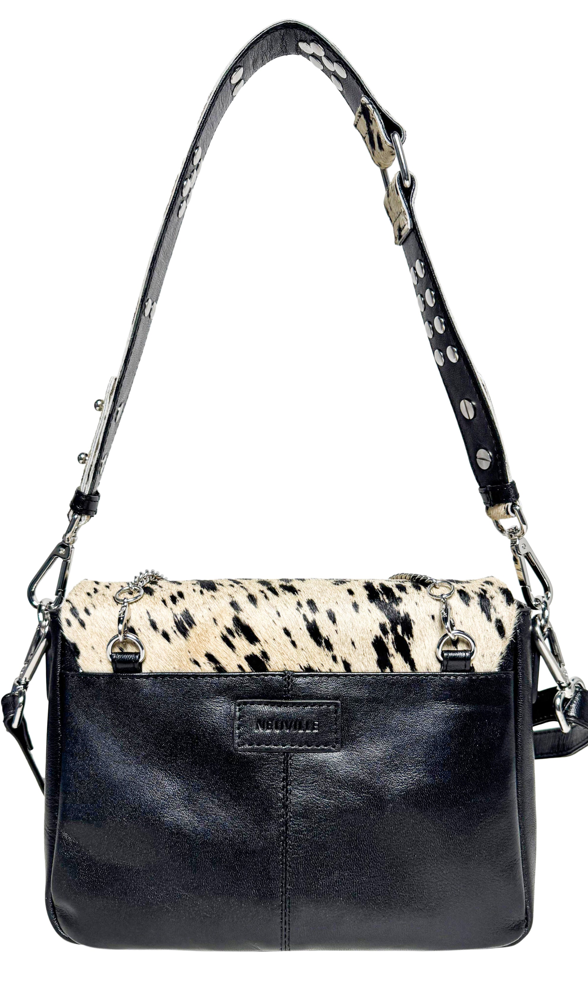 Maxke vaca black leather Hairon bag. Neuville. Back photo