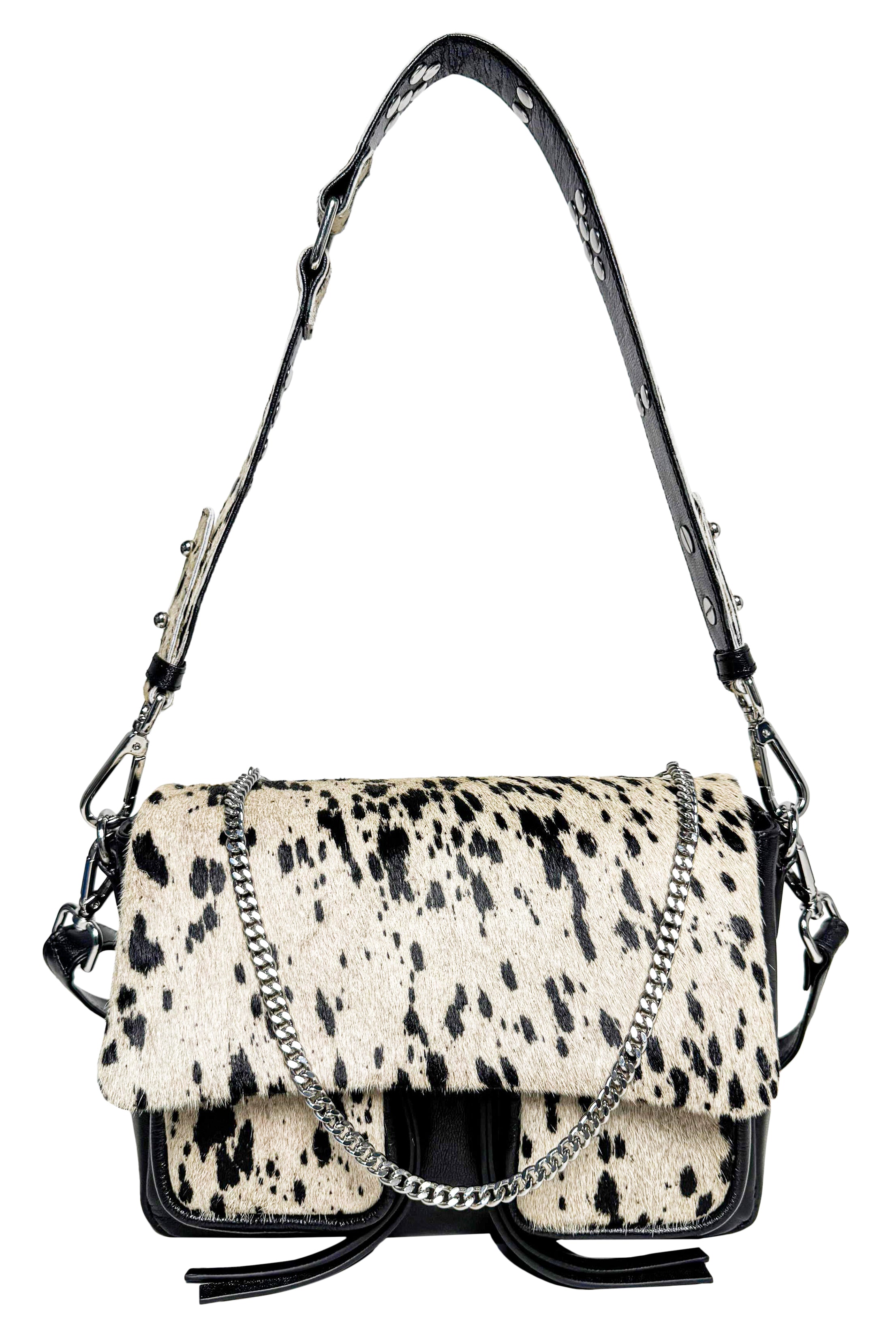 Maxke vaca black leather hairon bag front photo