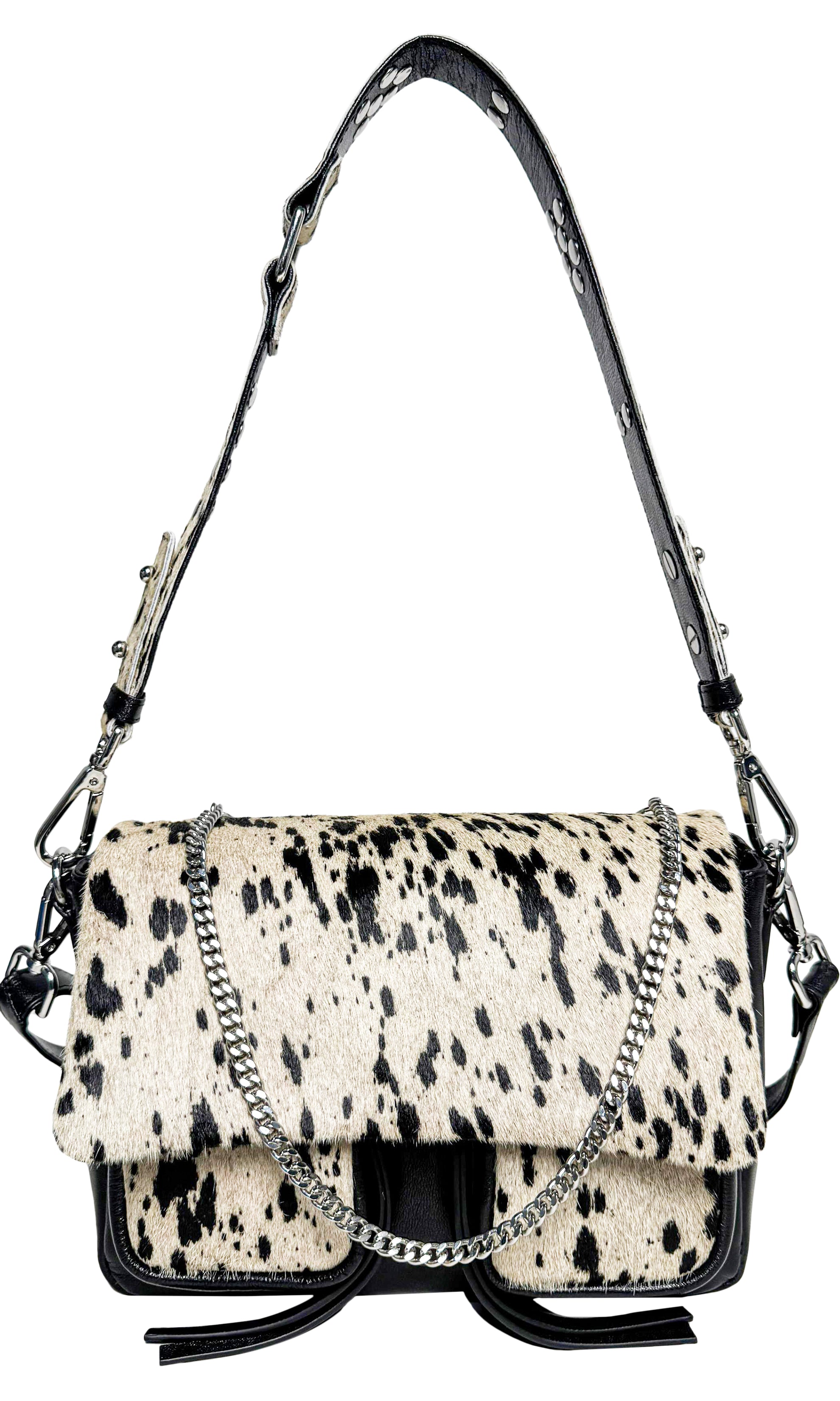 Maxke vaca black leather hairon bag front photo