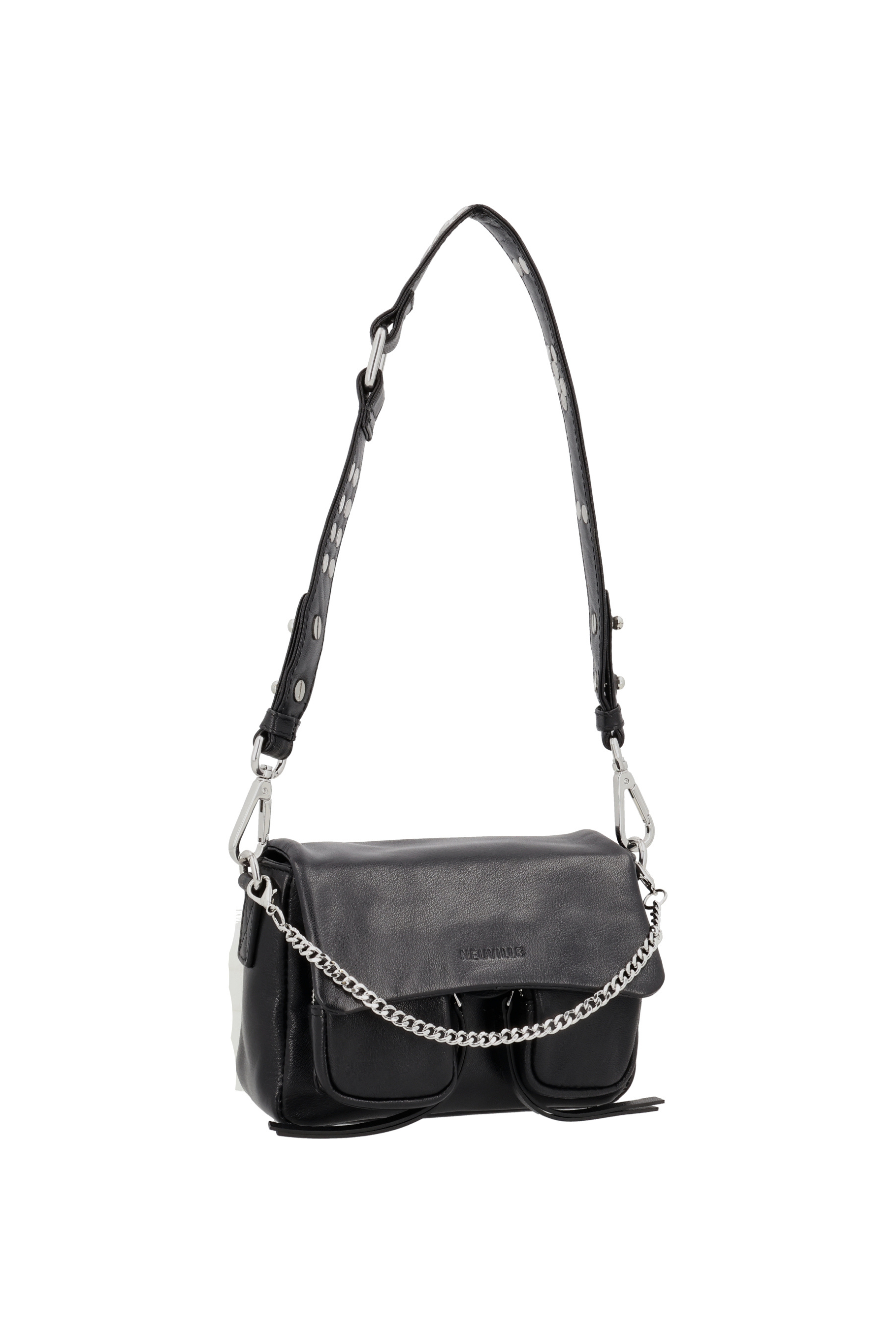 Max Mini Black leather bag, side product picture Neuville