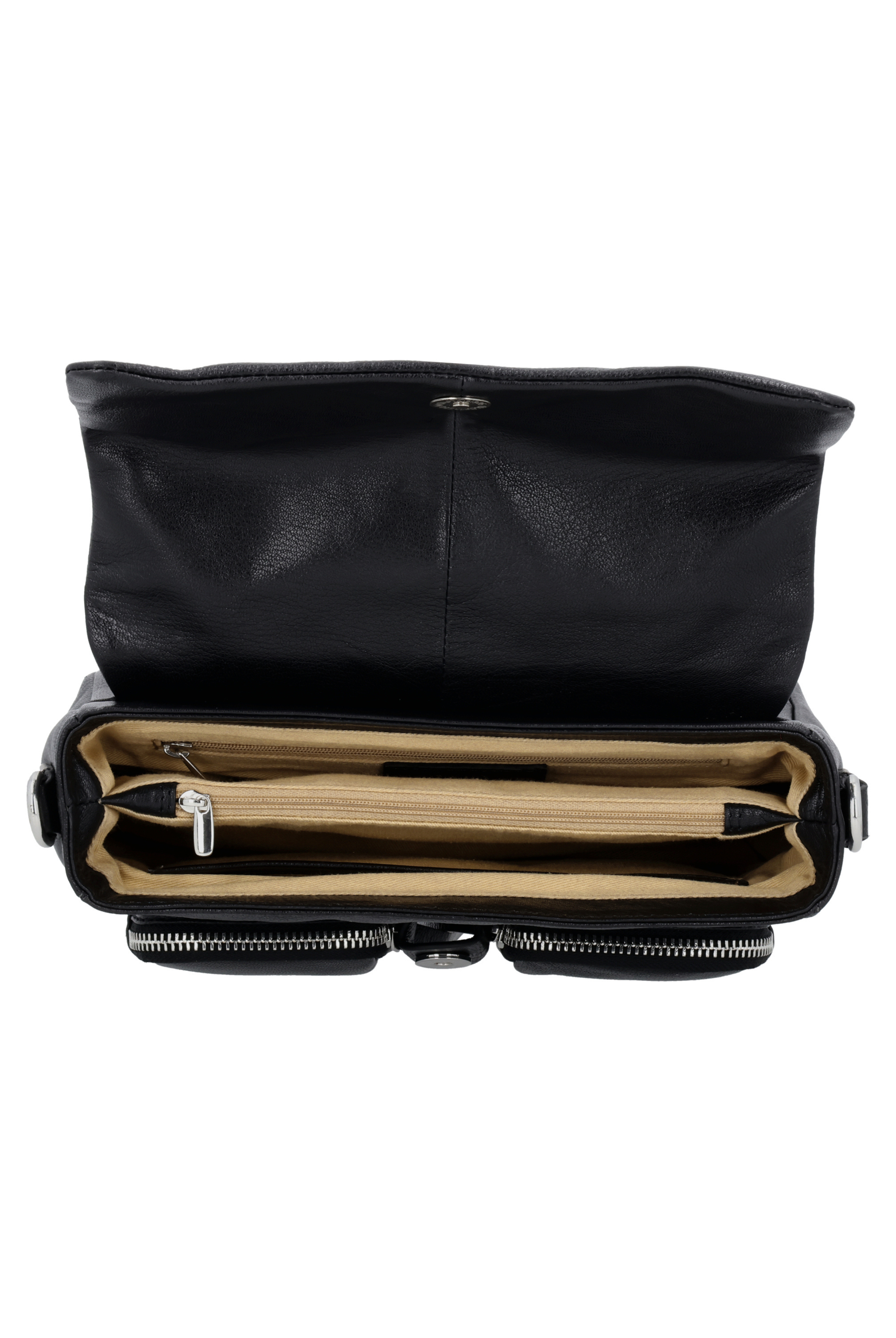 Maxke Black leather bag open