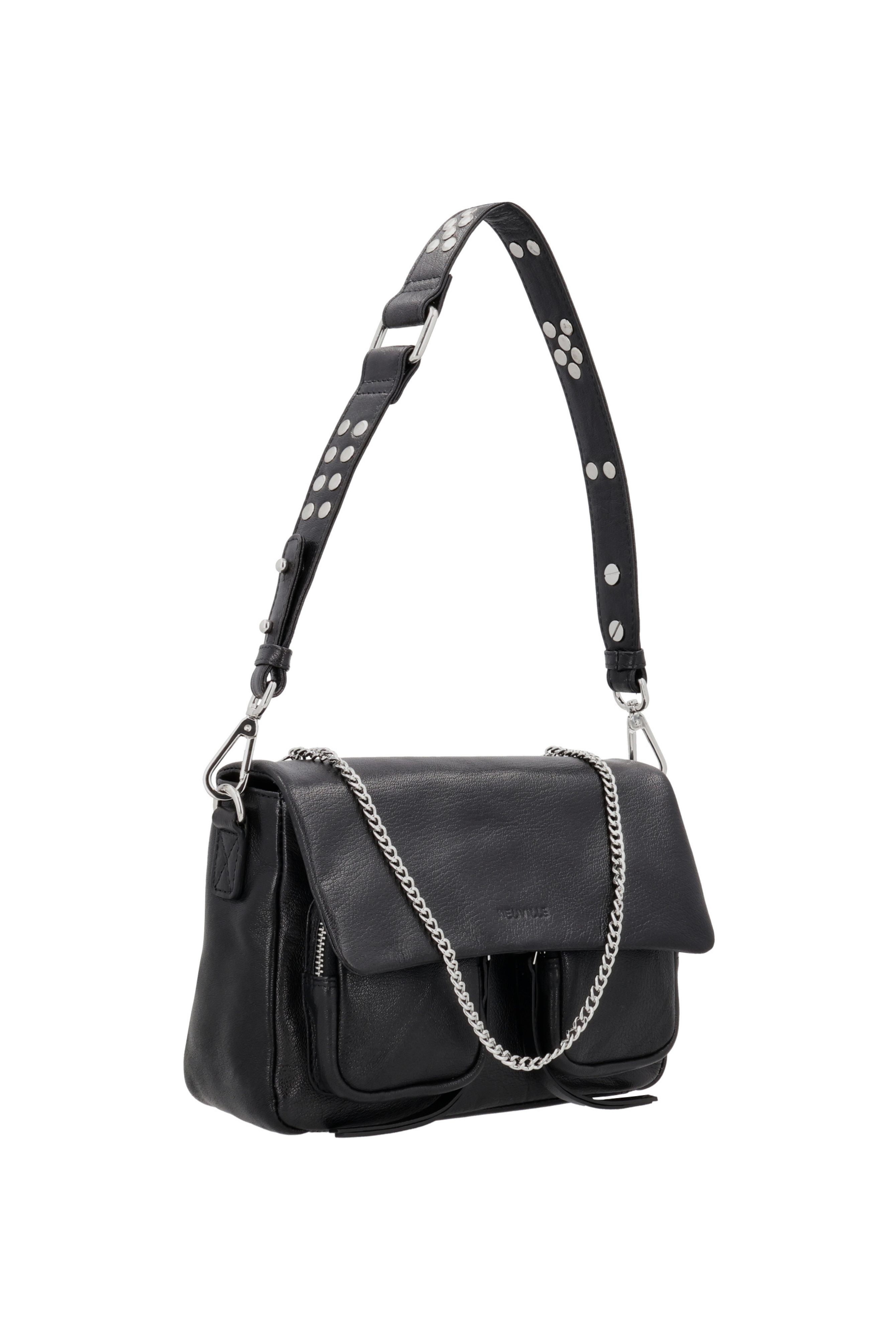 Maxke Black leather shoulderbag - side product picture