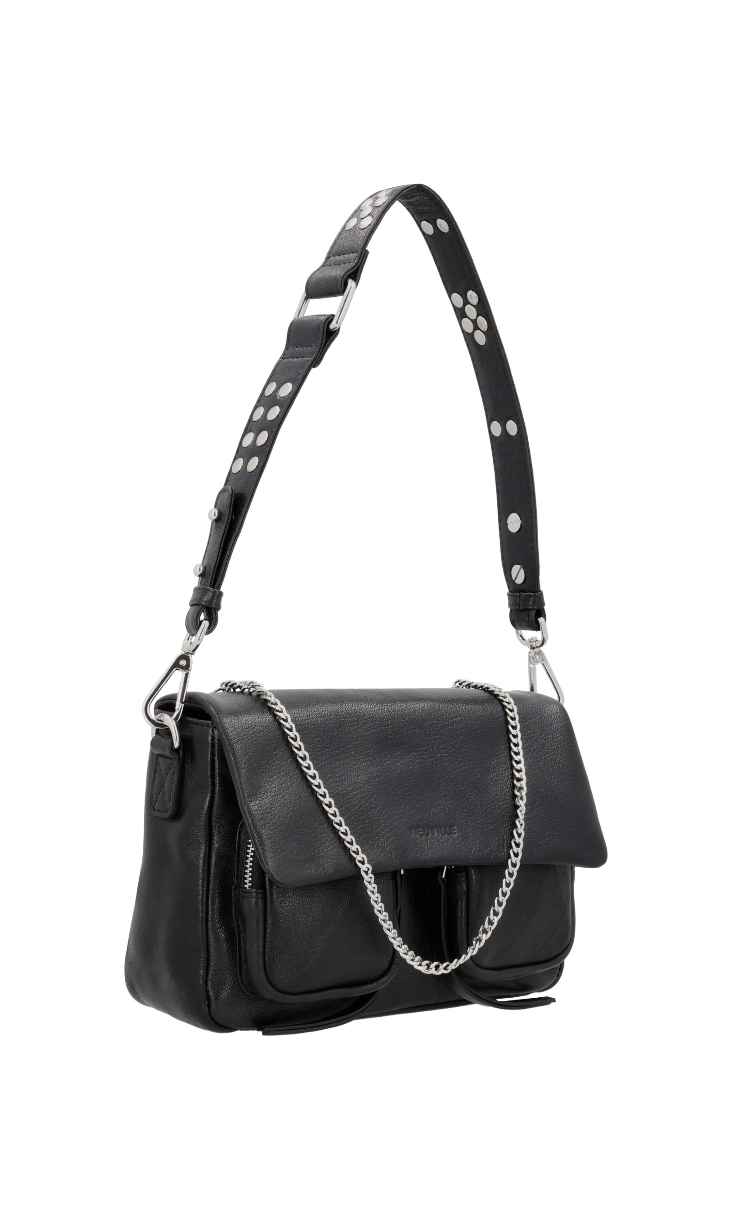 Maxke Black leather shoulderbag - side product picture