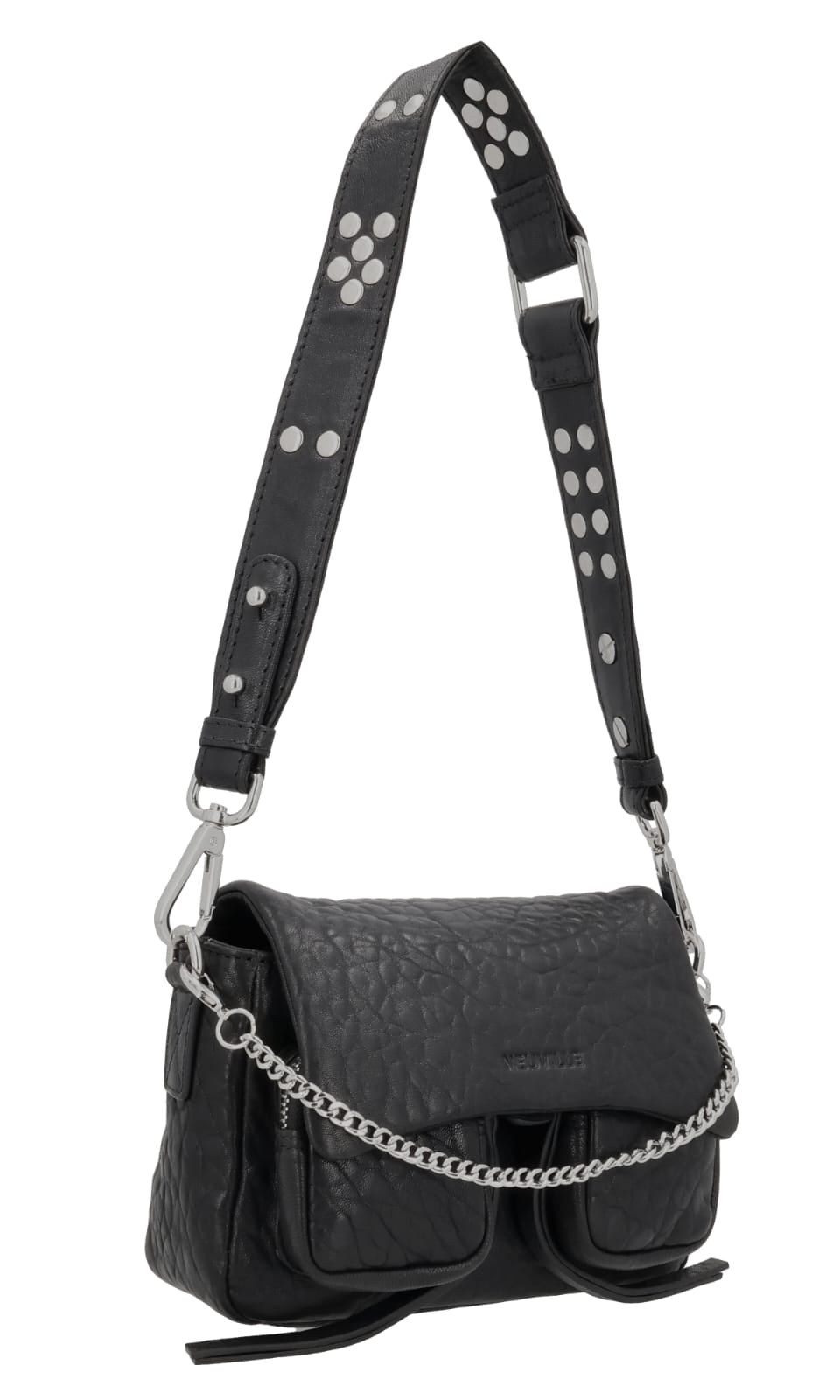 Max Mini Bubble Black leather bag, side product picture