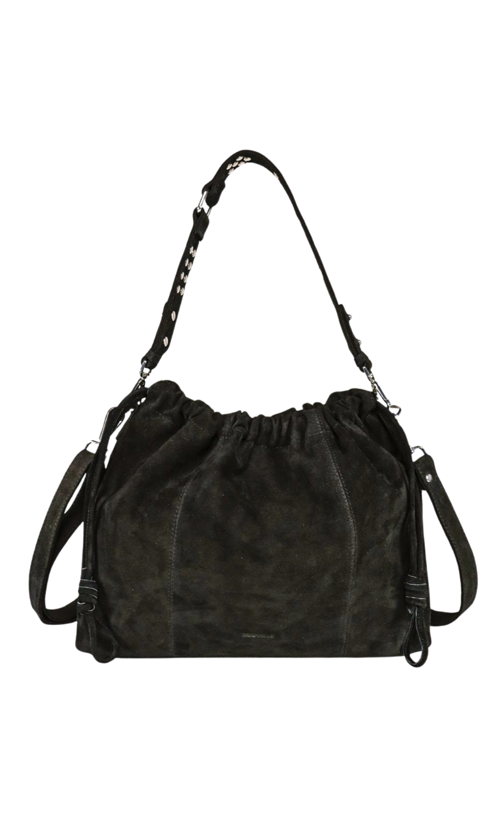 Neuville Elliot black suede shoulder and crossbody bag.