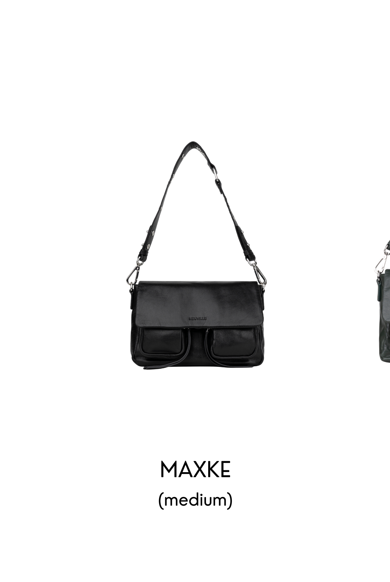 Three black handbags labeled 'MINI MAX', 'MAXKE', and 'MAX' on a white background.