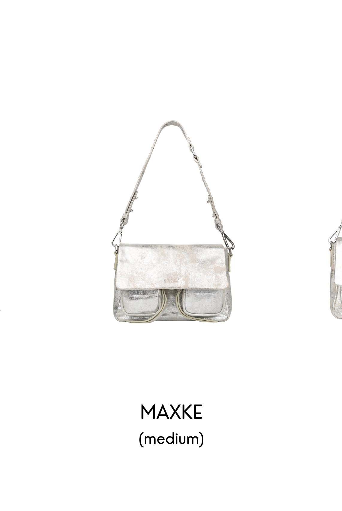 Three handbags labeled 'MINI MAX', 'MAXKE', and 'MAX' on a white background.