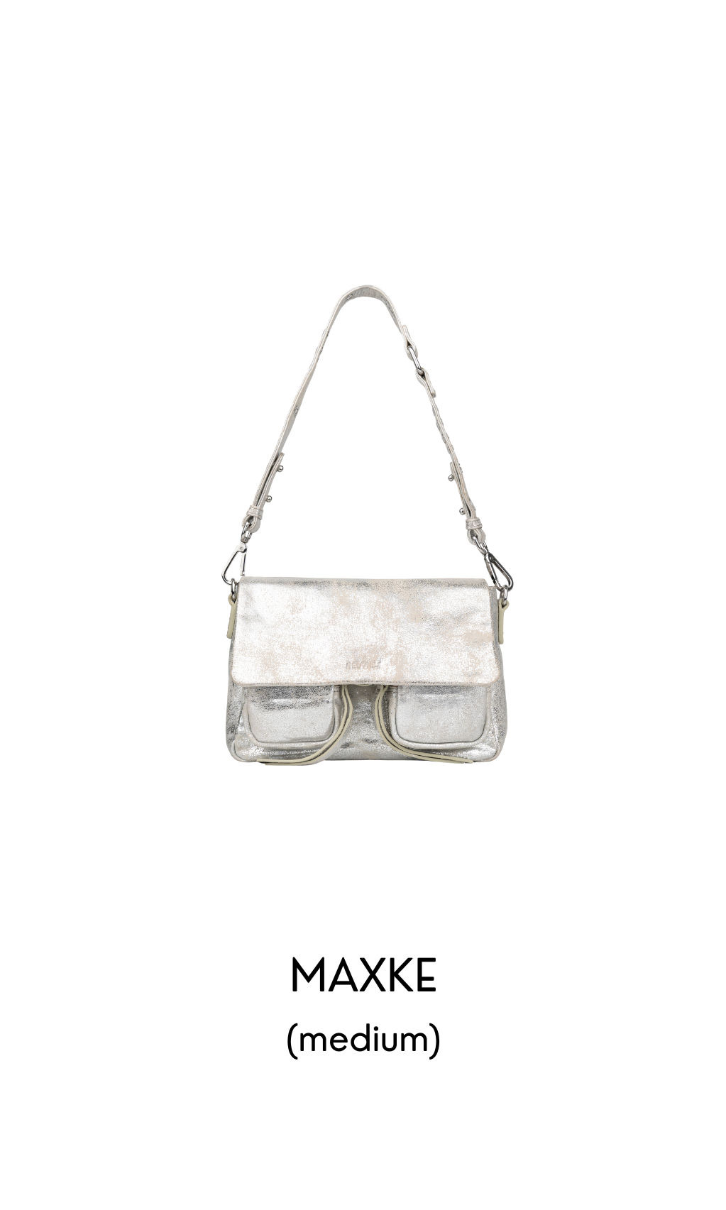 Three handbags labeled 'MINI MAX', 'MAXKE', and 'MAX' on a white background.