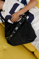 Neuville's black suede leather shoulder and crossbody bag Neuville