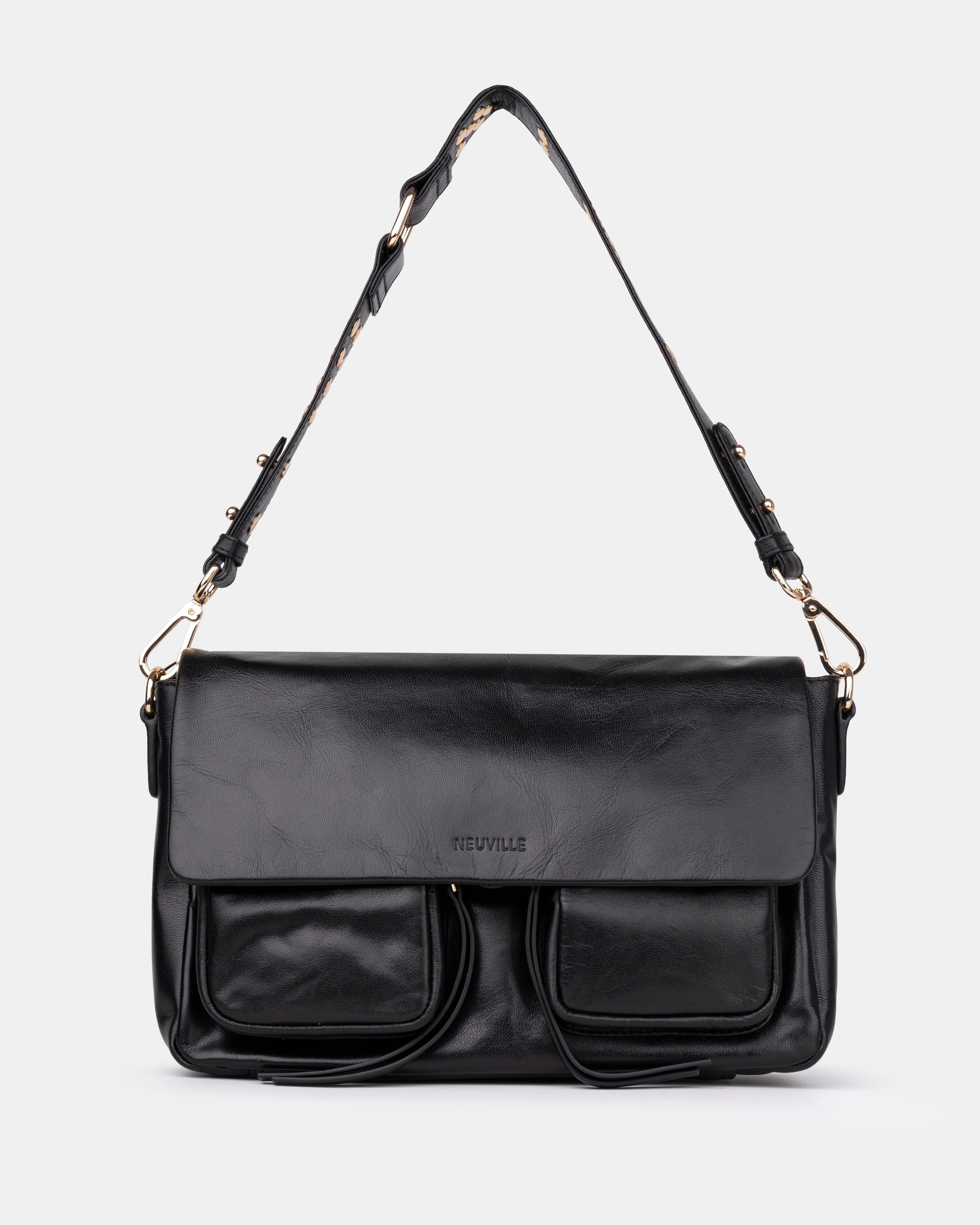 MAX BLACK (GOLD) | Women's Leather Bags | NEUVILLE
