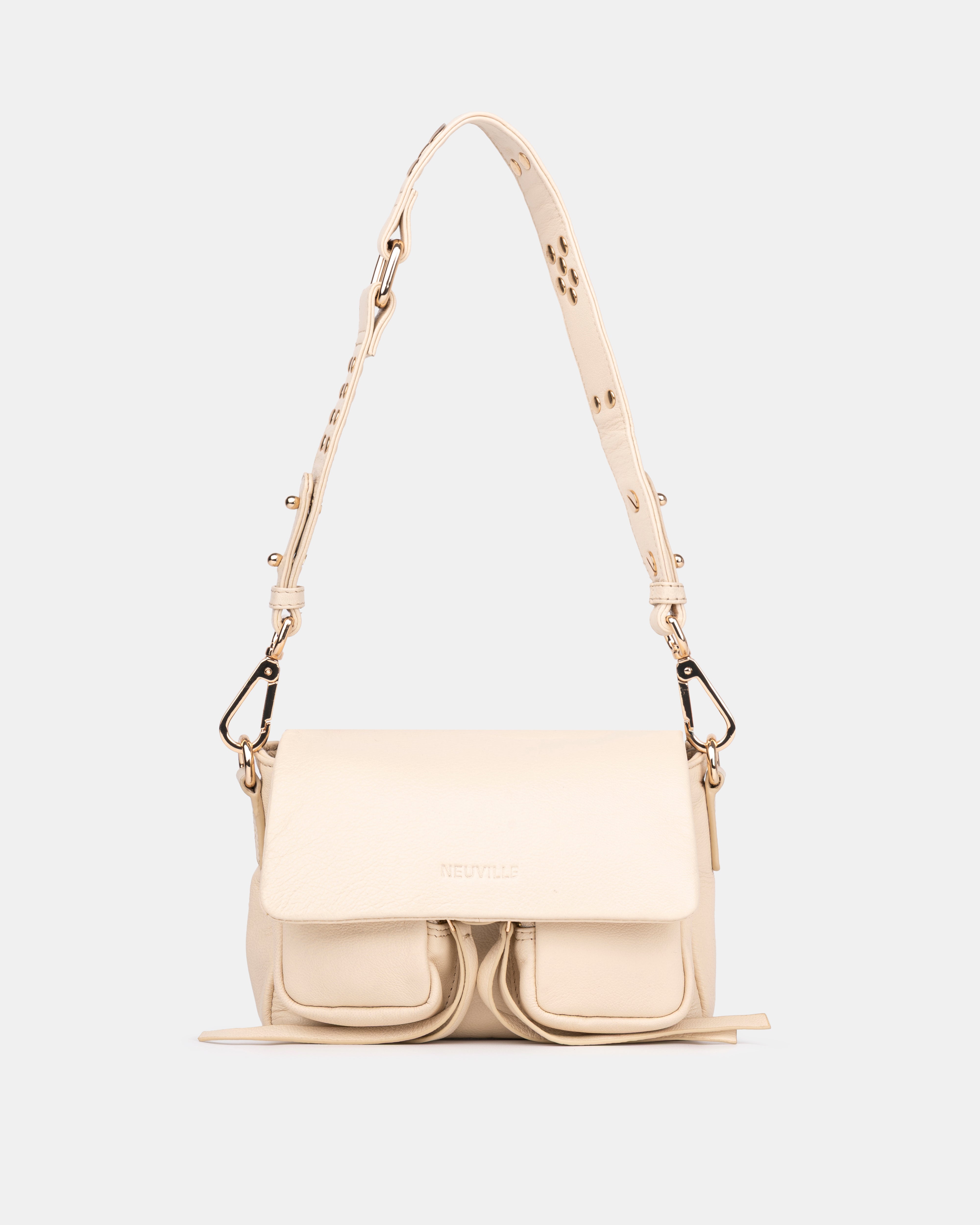 Max Mini Ivory (gold). front  side photo with strap