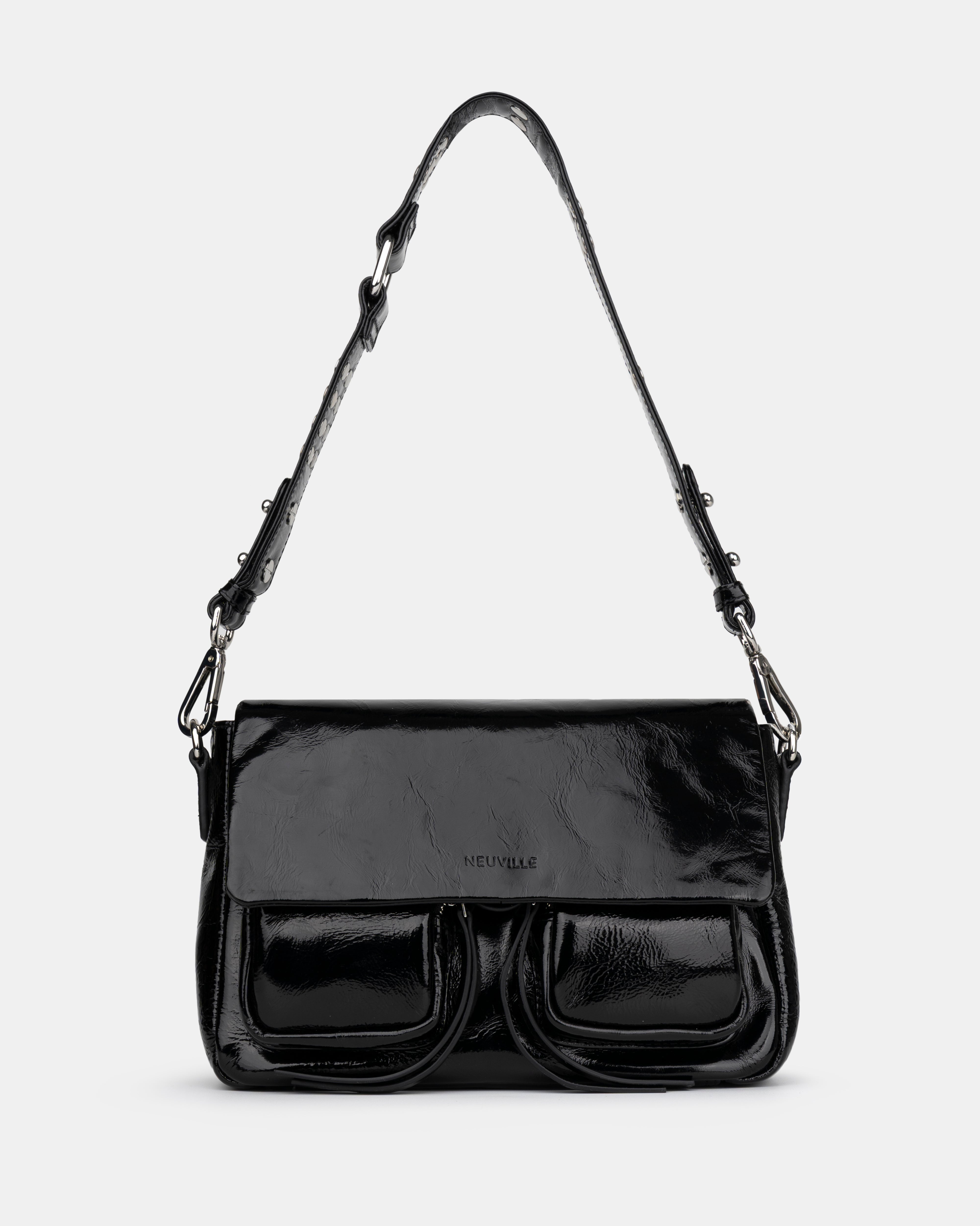 アクセサリー what's up SHOULDER BAG BLACK MAXKE CRUNCH BLACK | Women's Leather Bags| NEUVILLE