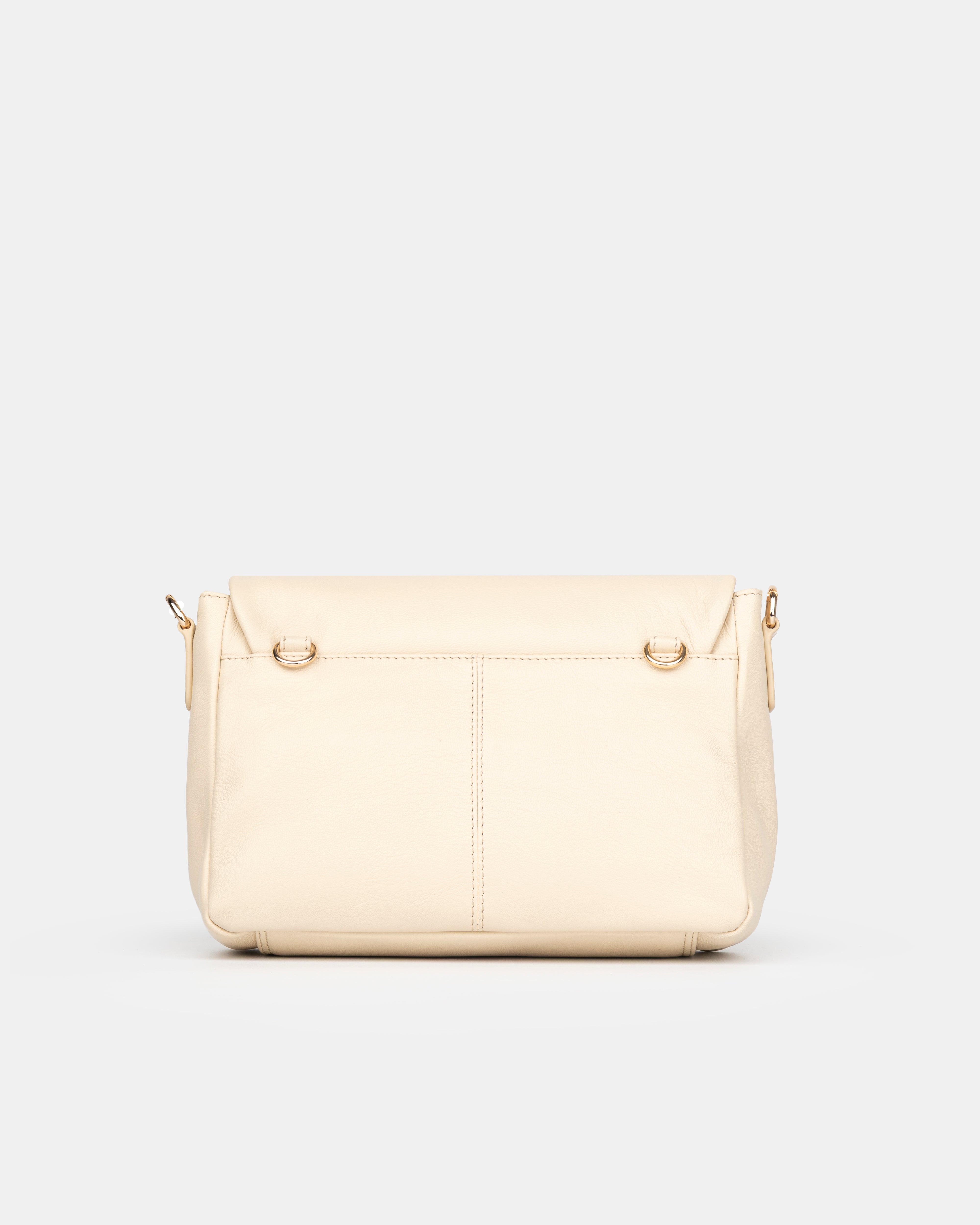 Maxke Ivory Leather shoulder - and crossbody bag with golden hardware of the brand Neuville. Back photo