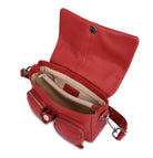 Maxke Coral Red Leather Bag, open product shot