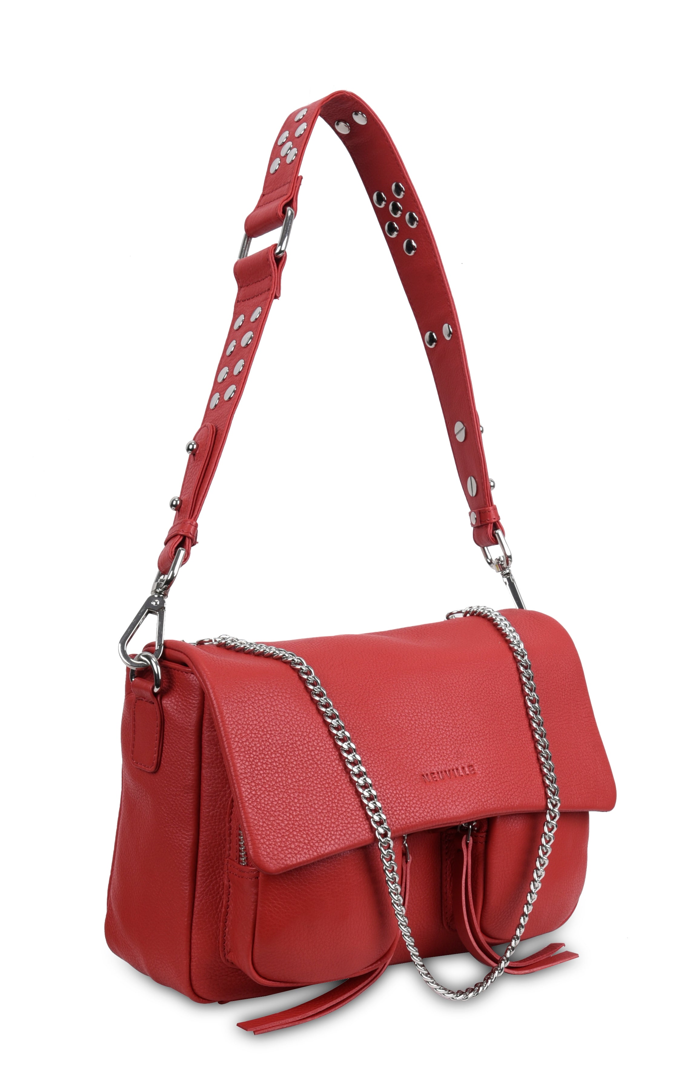 Maxke Coral Red Leather bag, side product photo