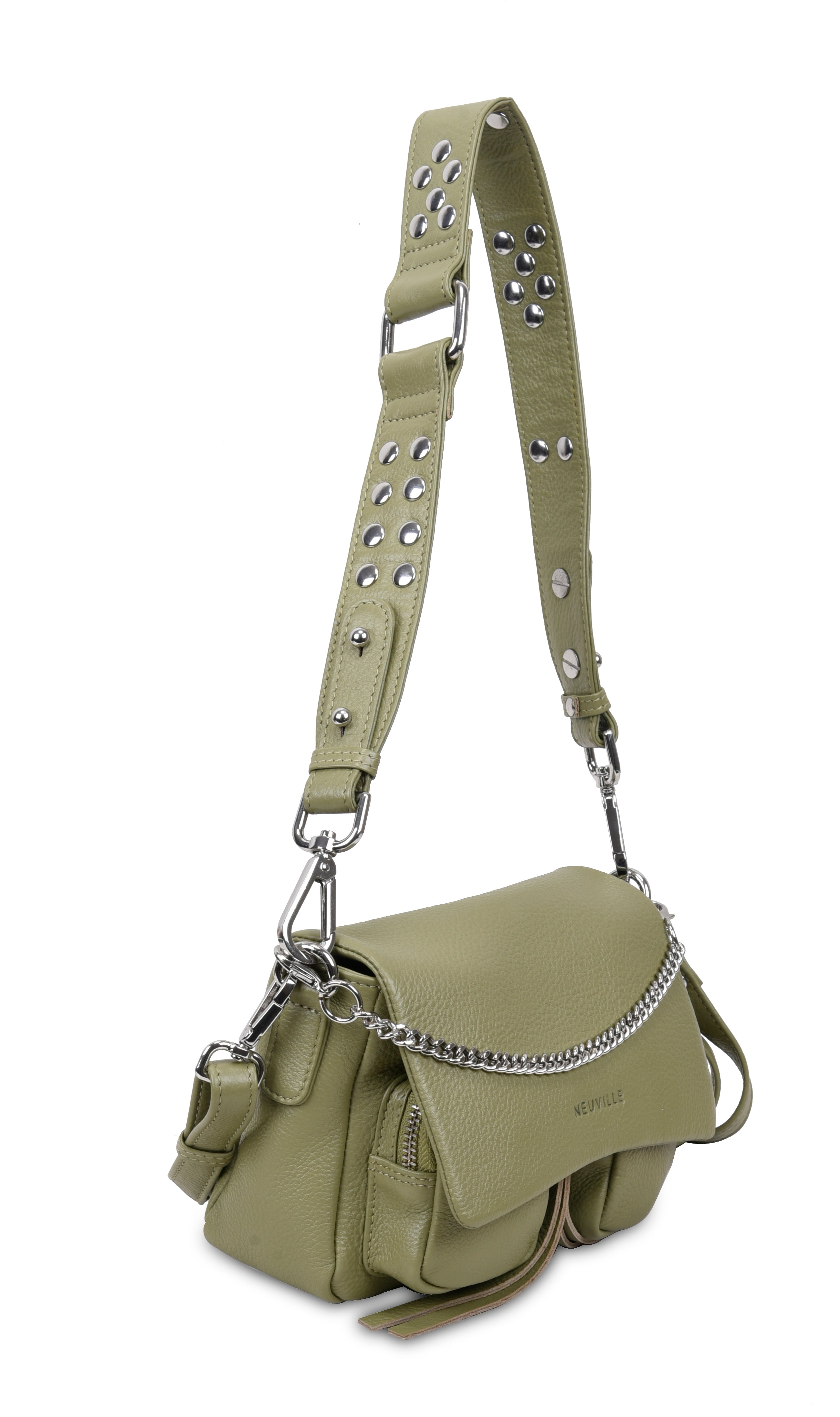 Max Mini Light green Leather shoulder bag, side product photo