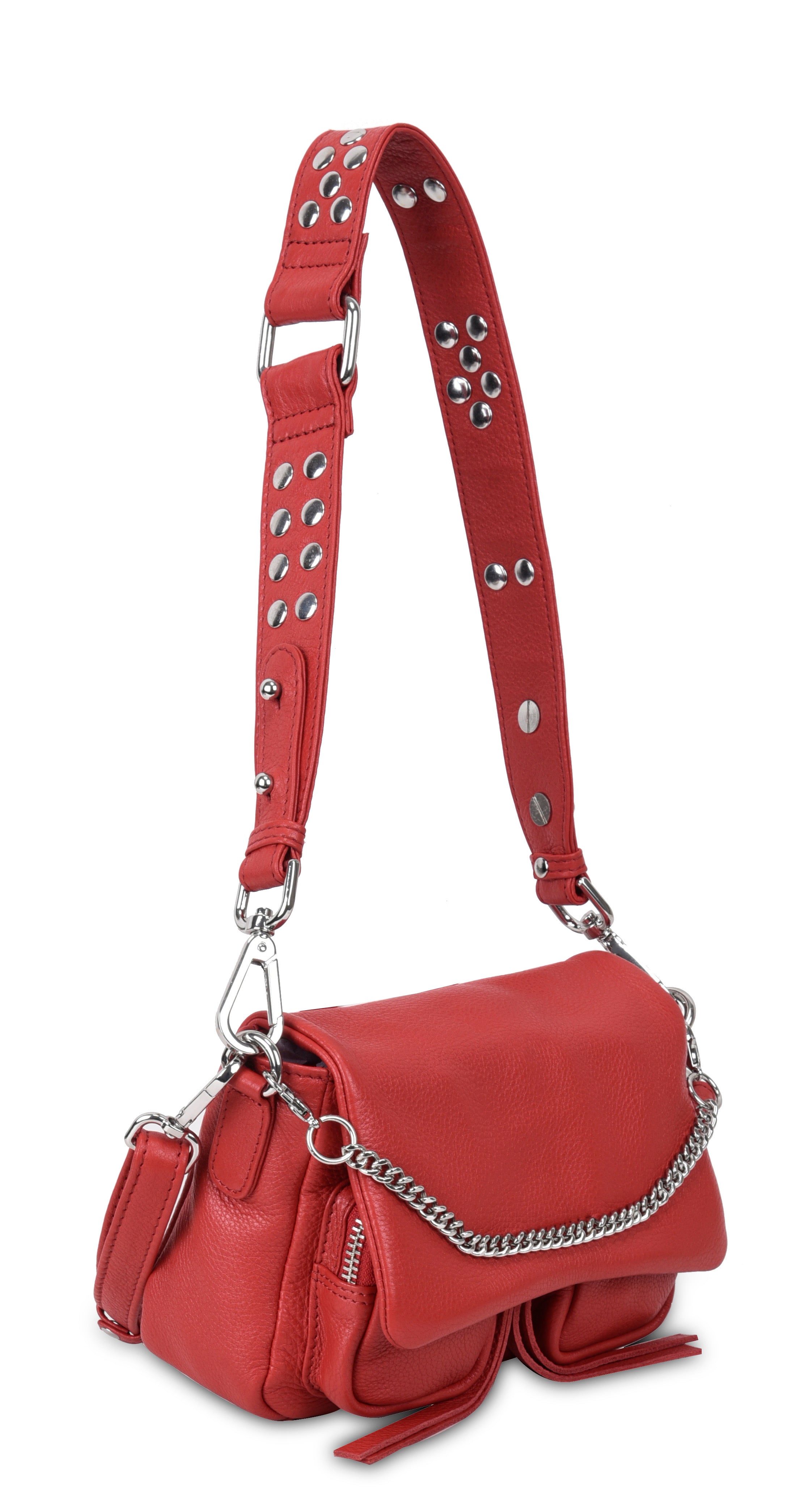 Max Mini Red coral, Leather bag Neuville, side product photo