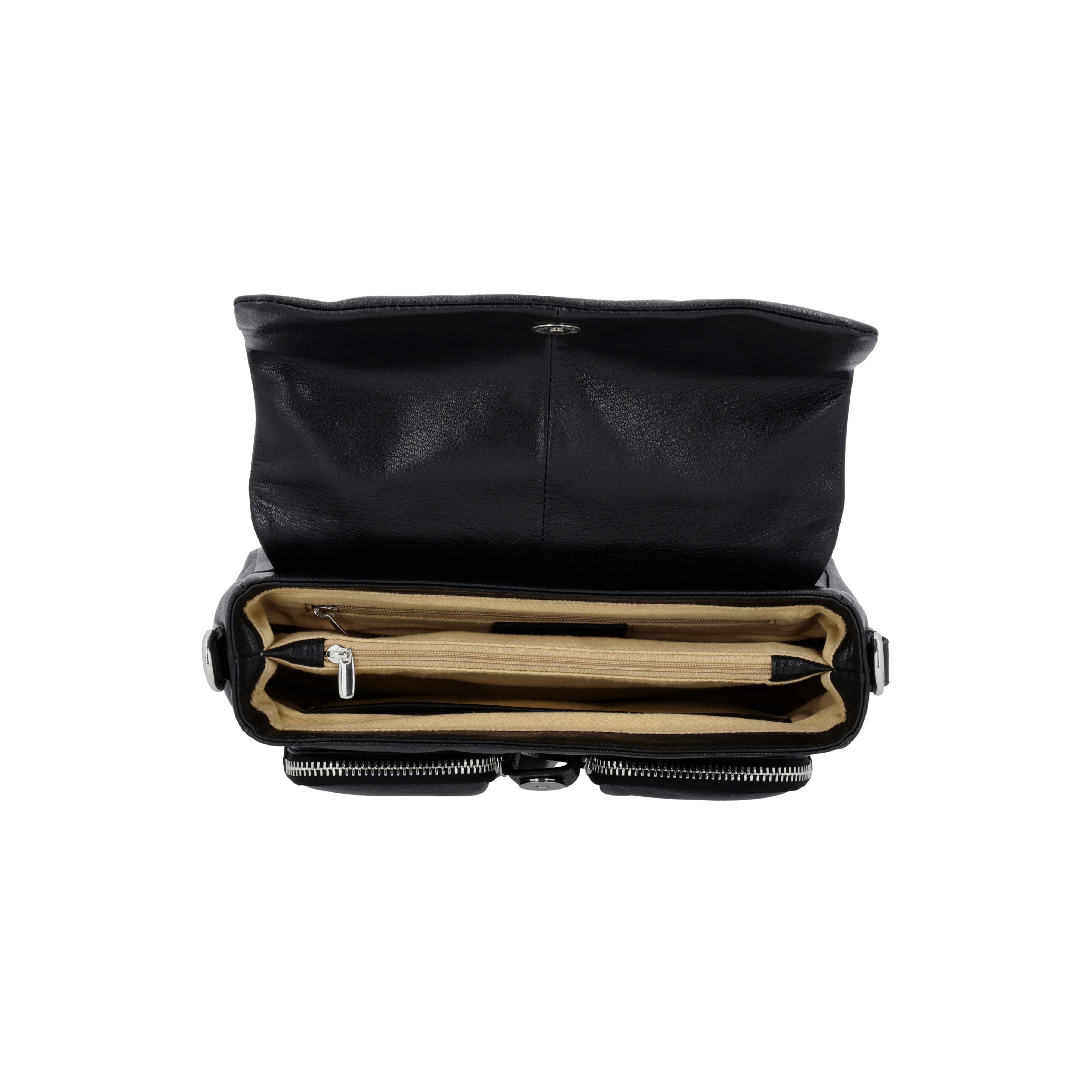 Maxke Black leather bag open