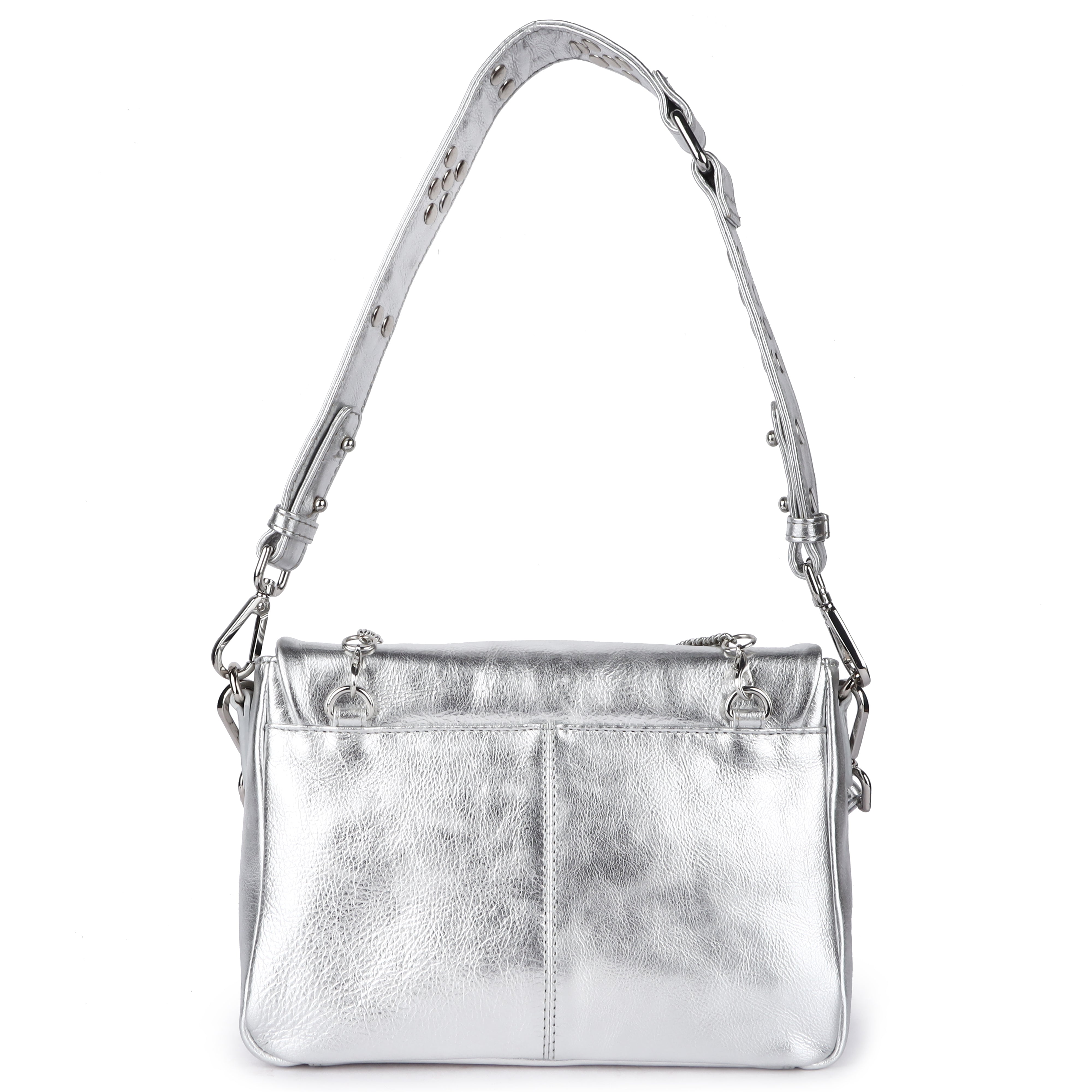 Maxke Silver leather bag, back side product picture