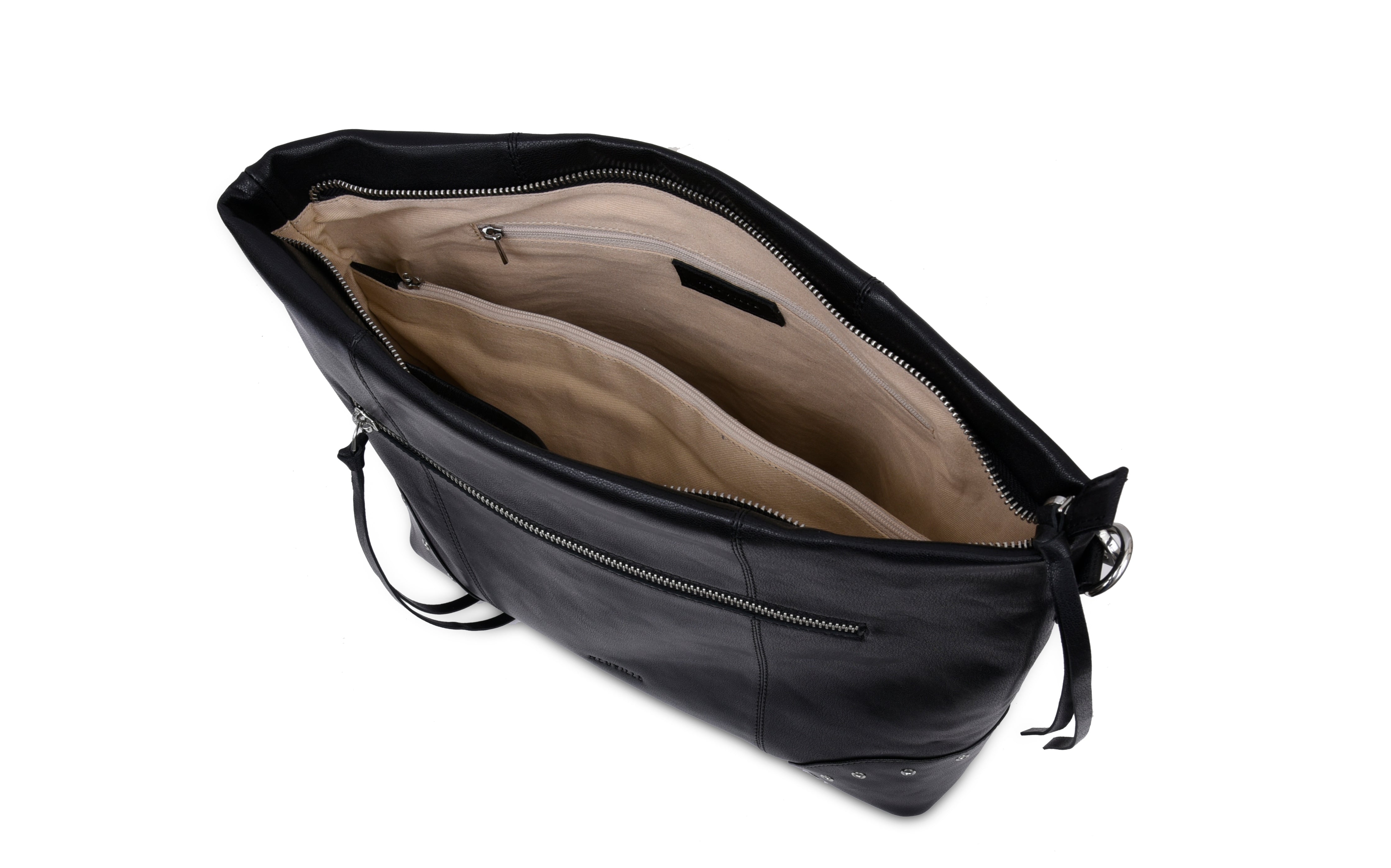 Orion black Neuville. Big black leather bag of the brand Neuville. Shoulder bag