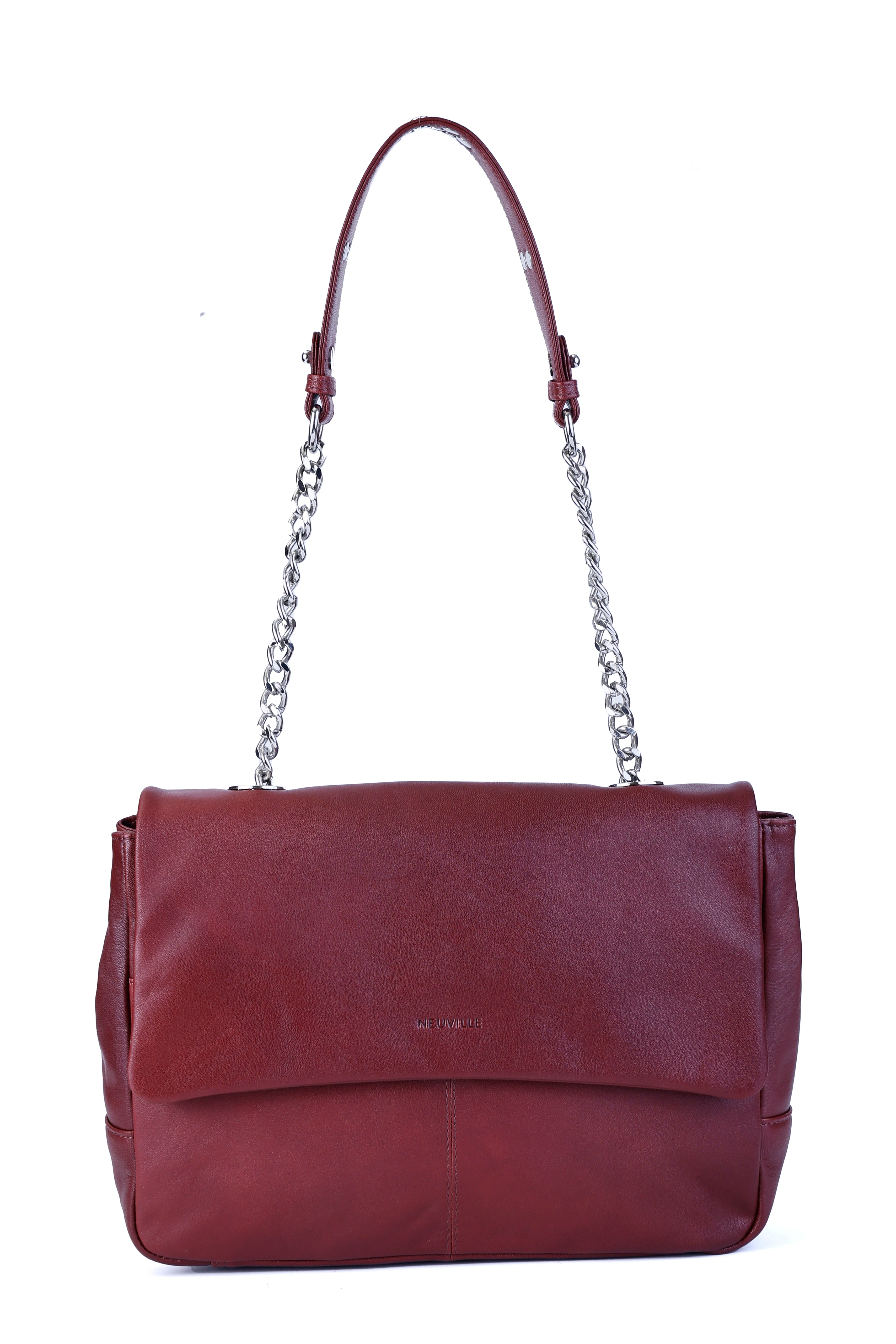 Rachel burgundy, Leather shoulder bag Neuville