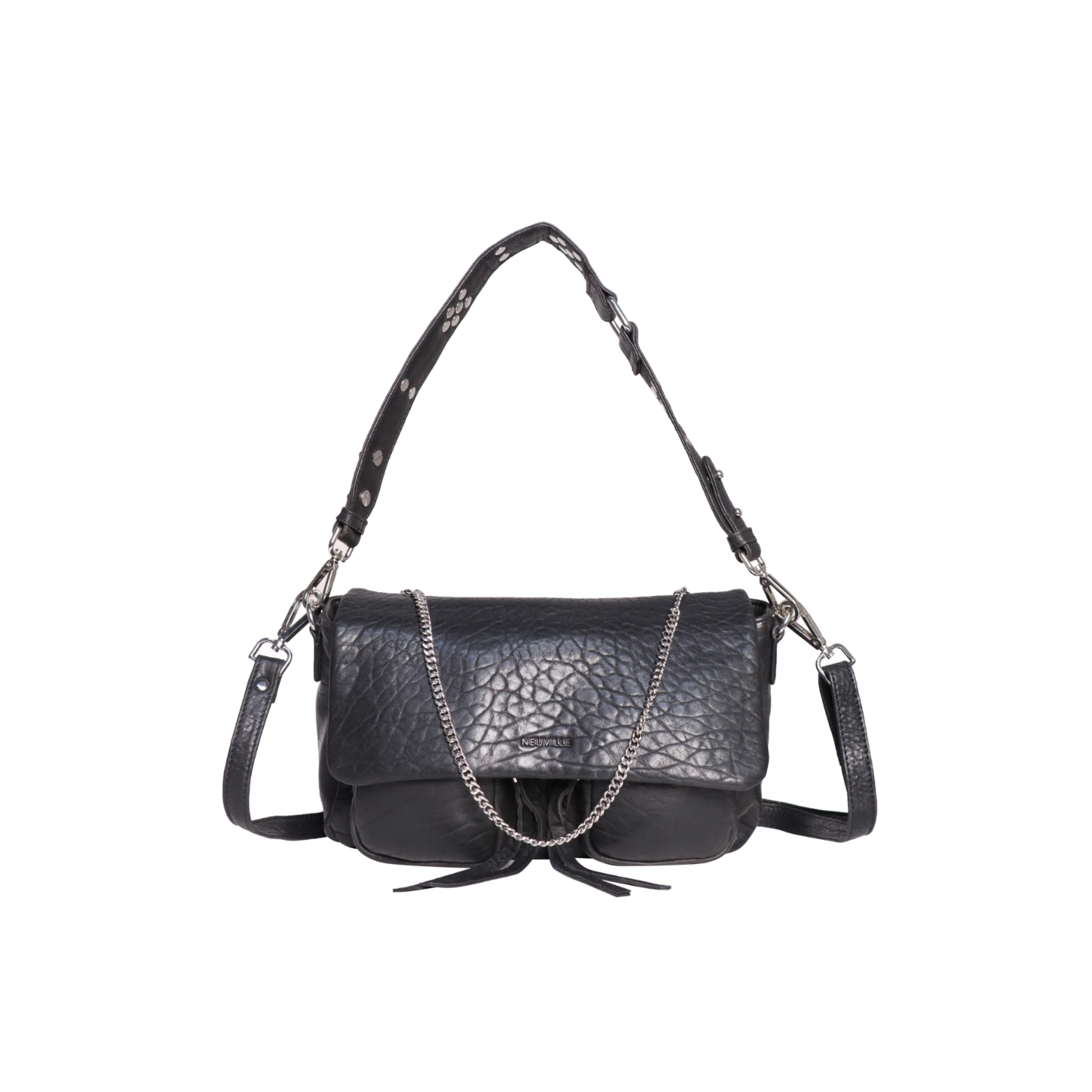 Maxke Bubble Black leather bag, front side product photo