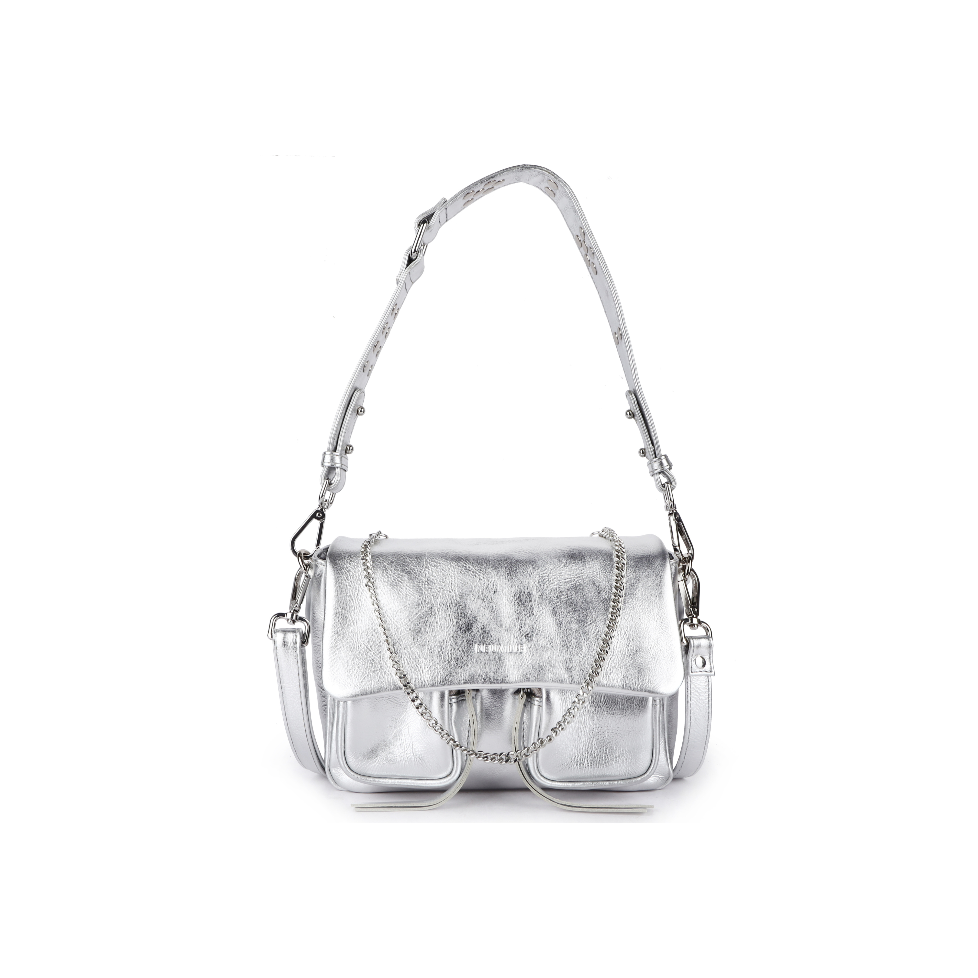 Maxke Silver, Leather bag Neuville, front side product photo