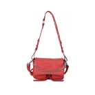 Max Mini red Coral leather bag, front product photo